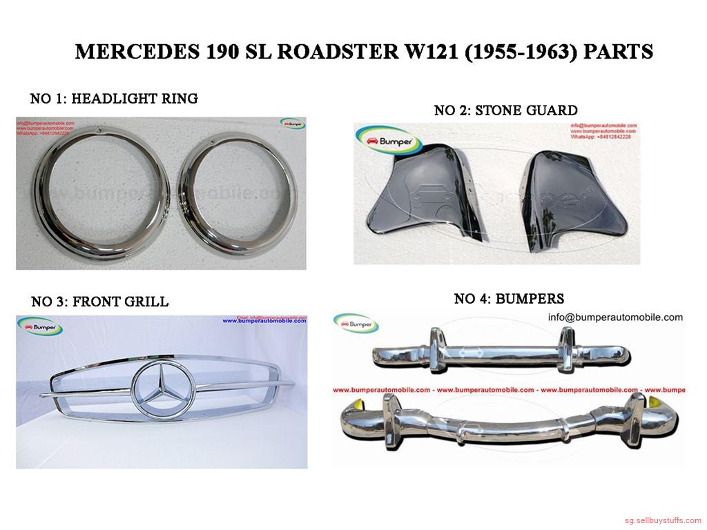 second hand/new: Mercedes 190 SL Roadster W121 (1955-1963) bumper, grill, stone guard, headlight ring